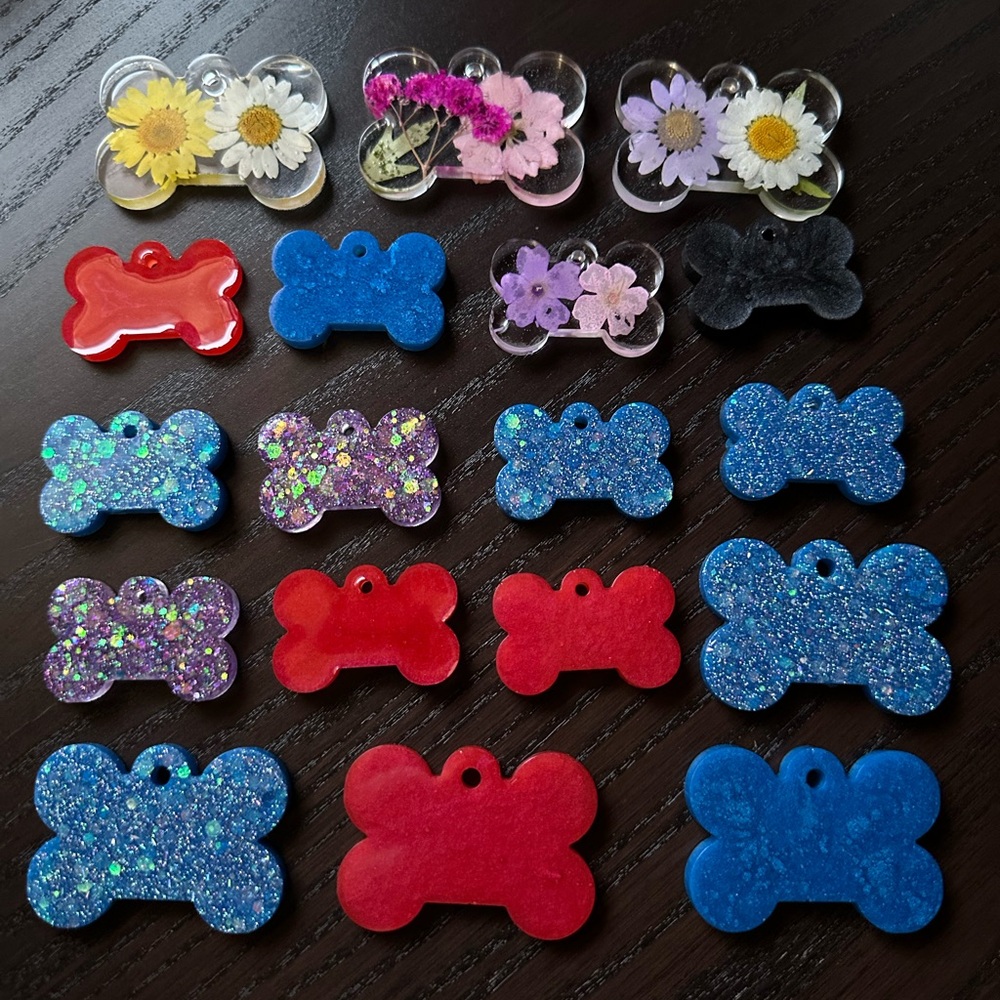 Colorful Dog Bone Tags customized